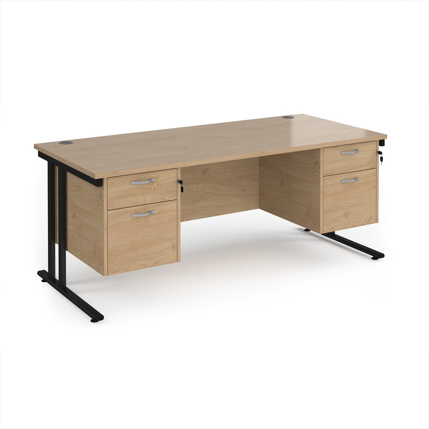 Maestro 25 cantilever 800mm deep desk with 2 x 2 drawer peds