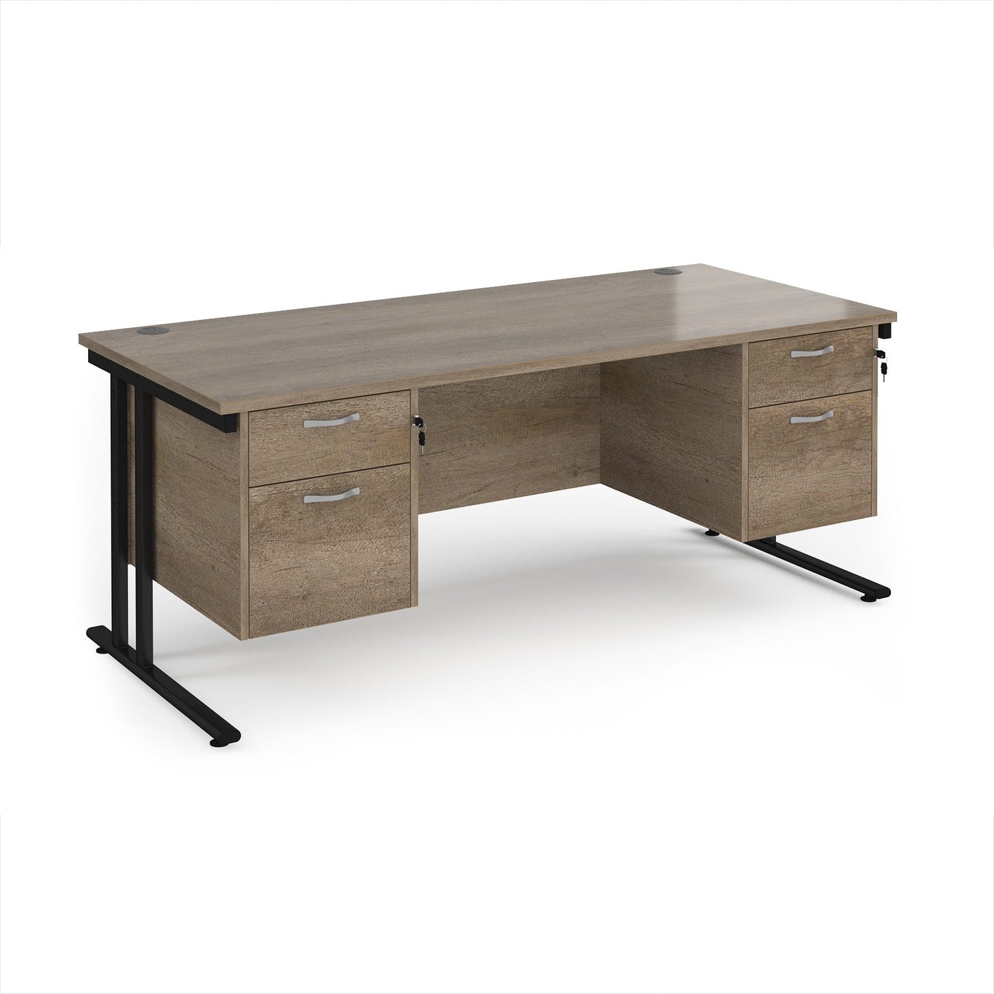 Maestro 25 cantilever 800mm deep desk with 2 x 2 drawer peds