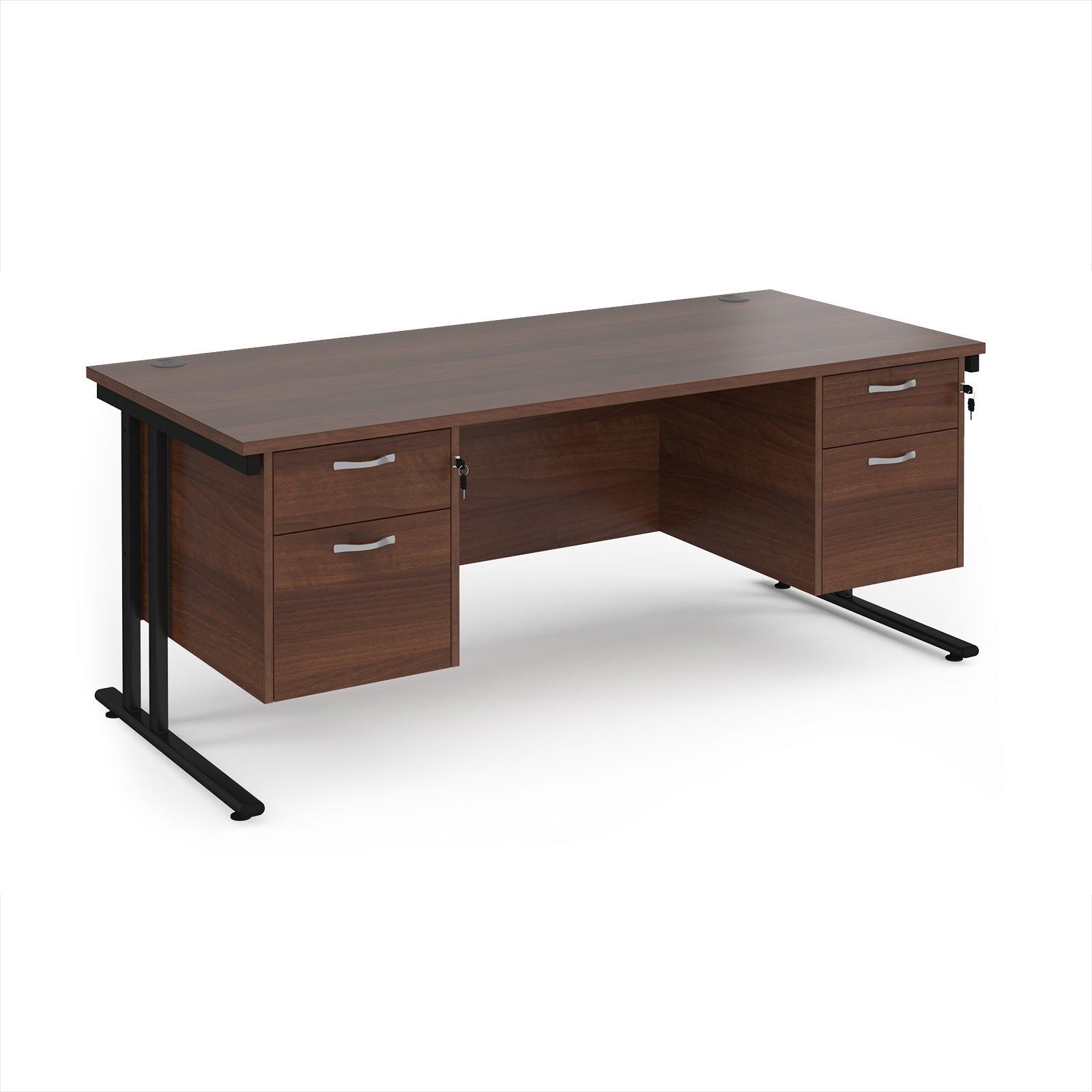 Maestro 25 cantilever 800mm deep desk with 2 x 2 drawer peds