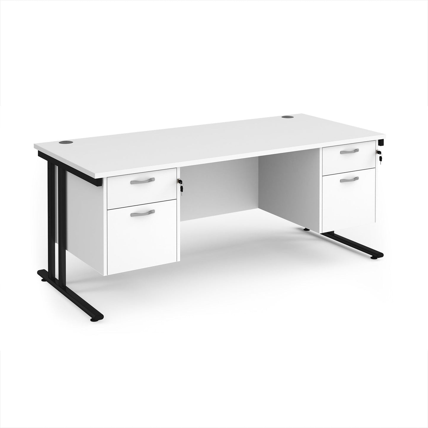 Maestro 25 cantilever 800mm deep desk with 2 x 2 drawer peds