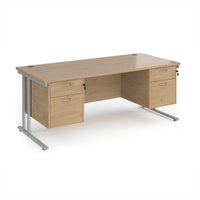 Maestro 25 cantilever 800mm deep desk with 2 x 2 drawer peds