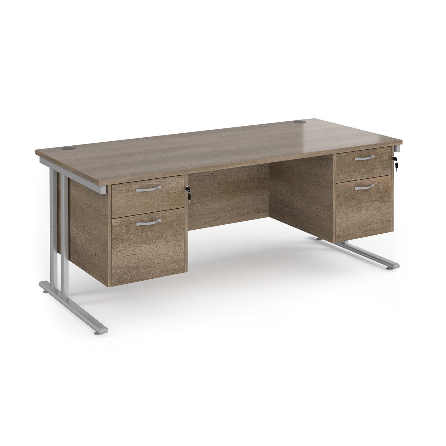 Maestro 25 cantilever 800mm deep desk with 2 x 2 drawer peds