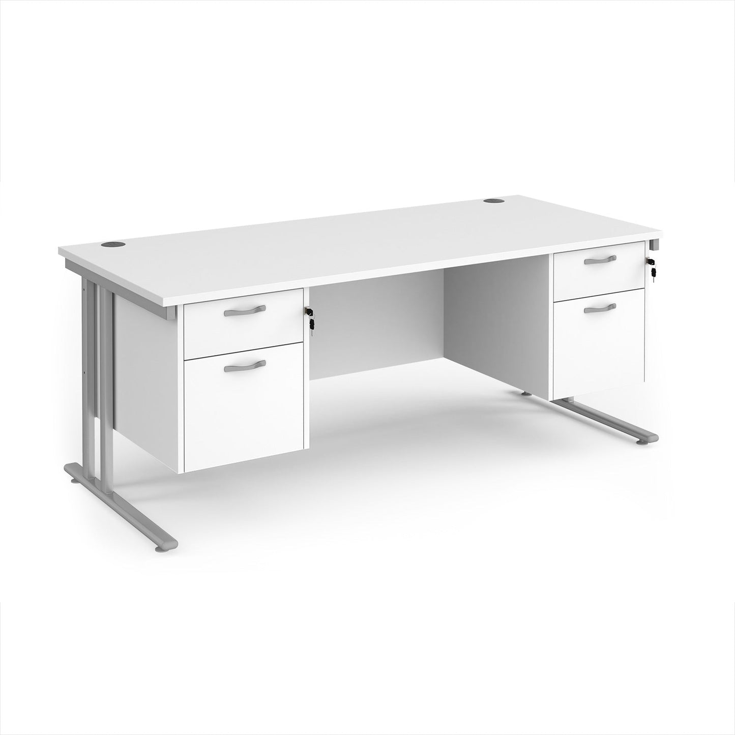 Maestro 25 cantilever 800mm deep desk with 2 x 2 drawer peds