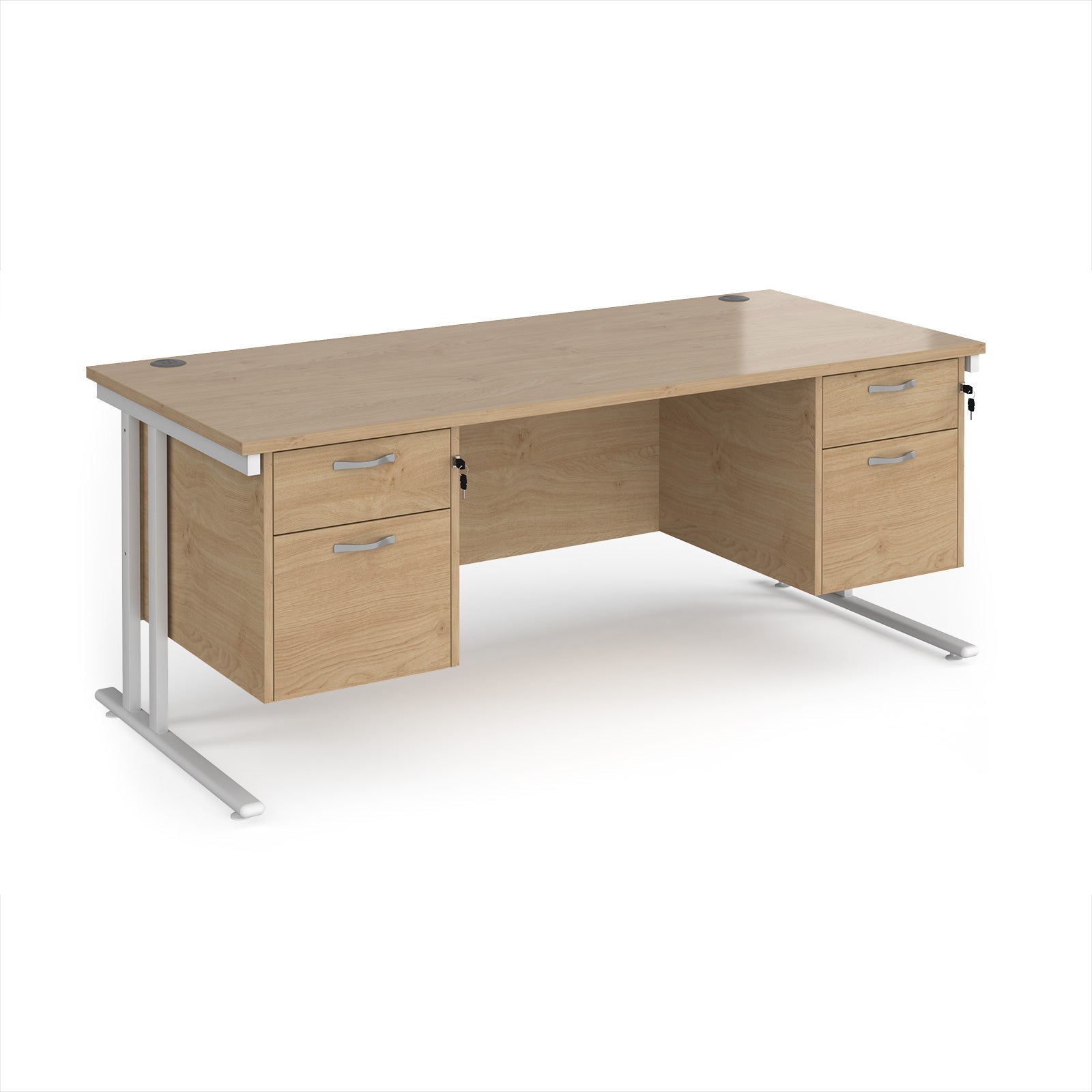 Maestro 25 cantilever 800mm deep desk with 2 x 2 drawer peds