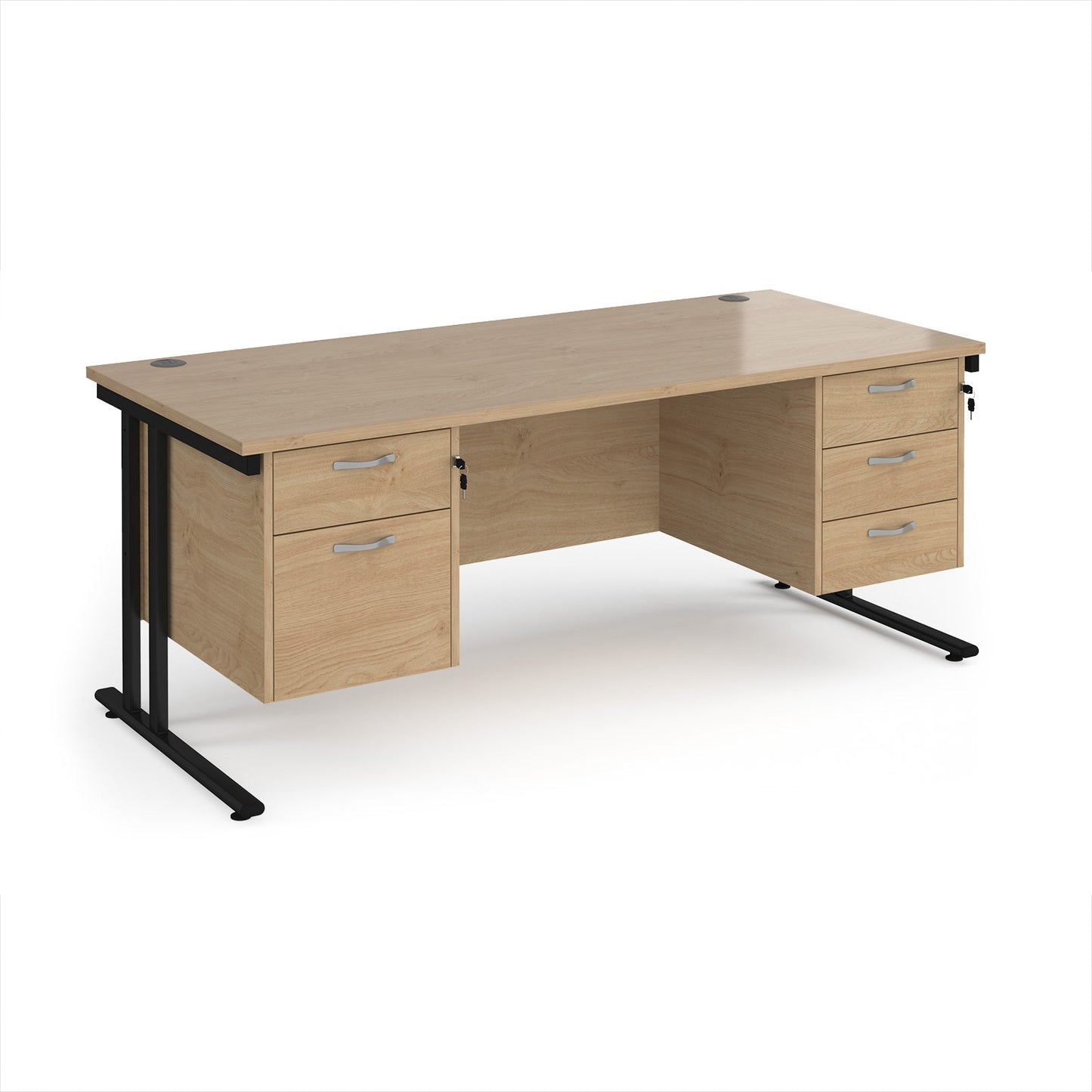 Maestro 25 cantilever 800mm deep desk with 2 & 3 drawer peds