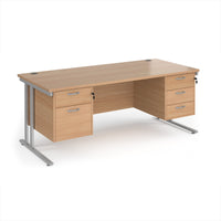 Maestro 25 cantilever 800mm deep desk with 2 & 3 drawer peds