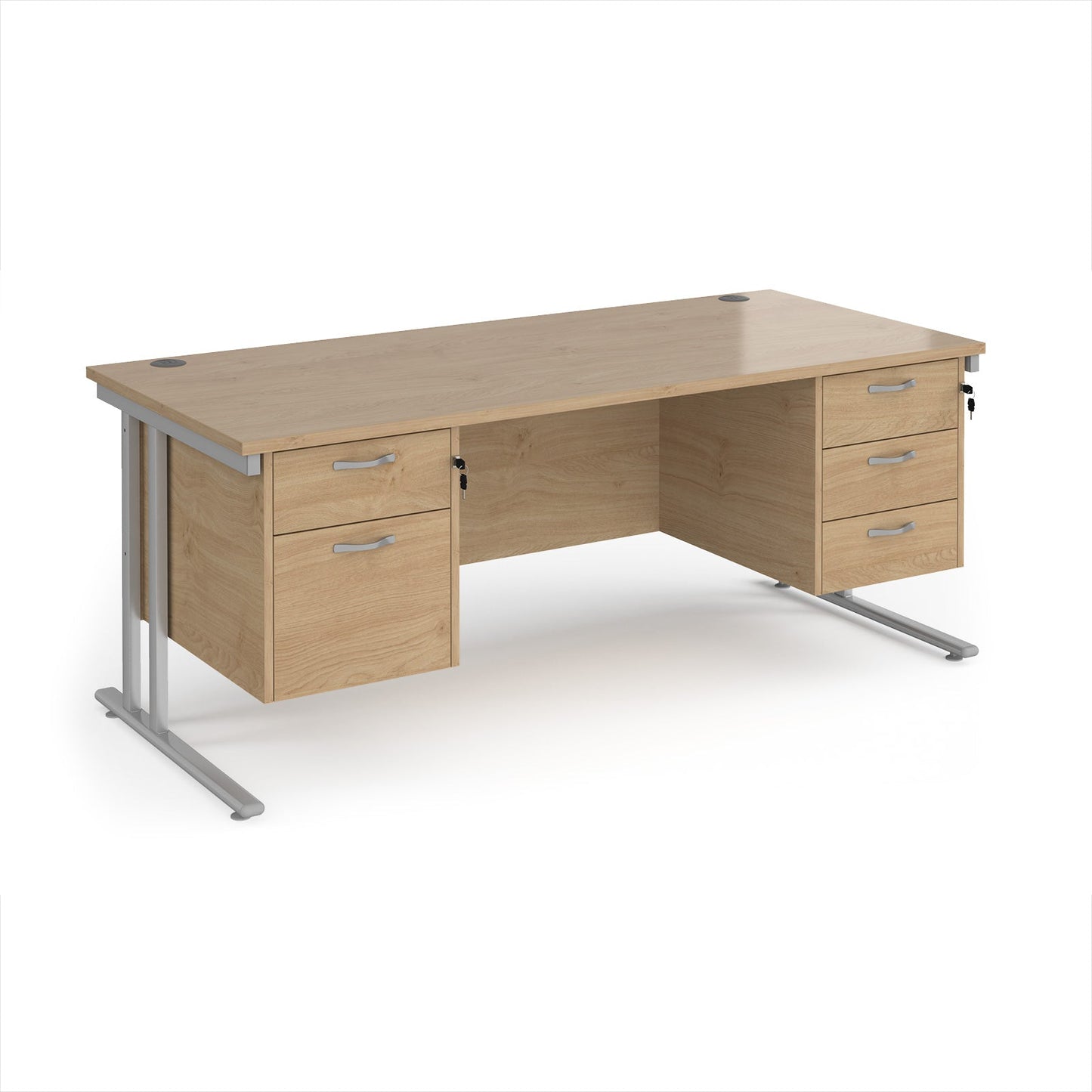 Maestro 25 cantilever 800mm deep desk with 2 & 3 drawer peds