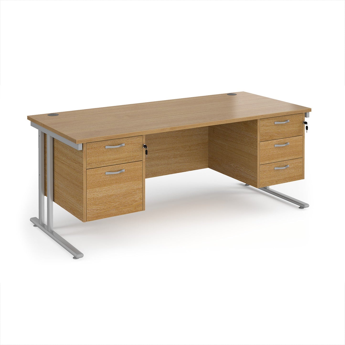 Maestro 25 cantilever 800mm deep desk with 2 & 3 drawer peds