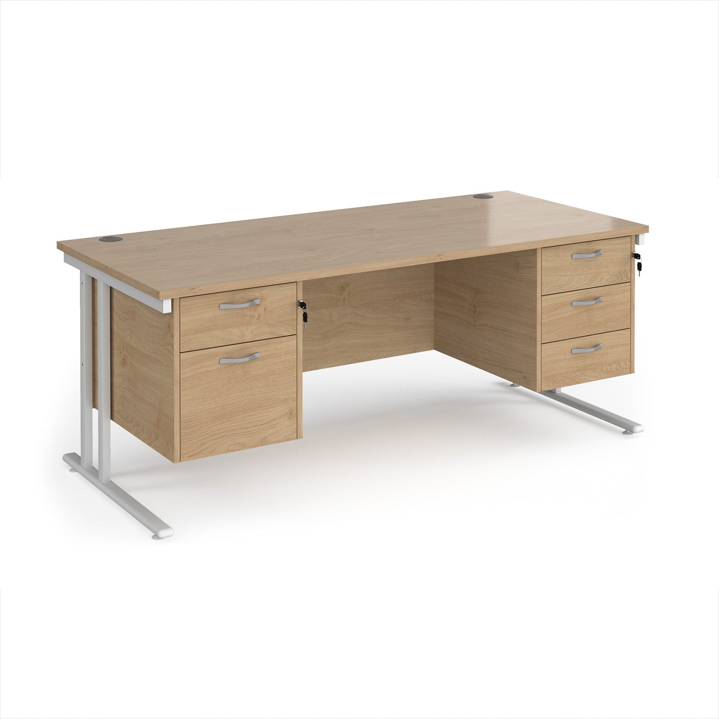 Maestro 25 cantilever 800mm deep desk with 2 & 3 drawer peds