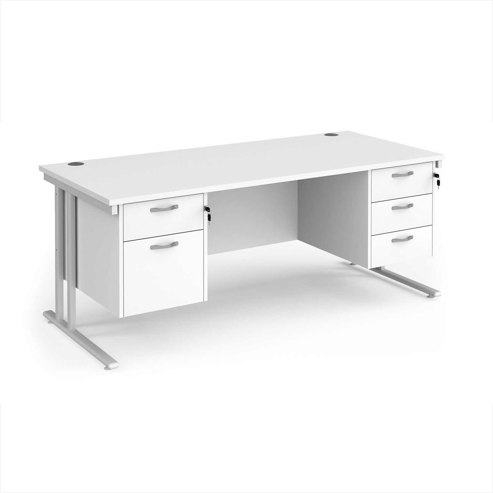 Maestro 25 cantilever 800mm deep desk with 2 & 3 drawer peds