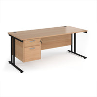 Maestro 25 cantilever 800mm deep desk with 2 drawer ped