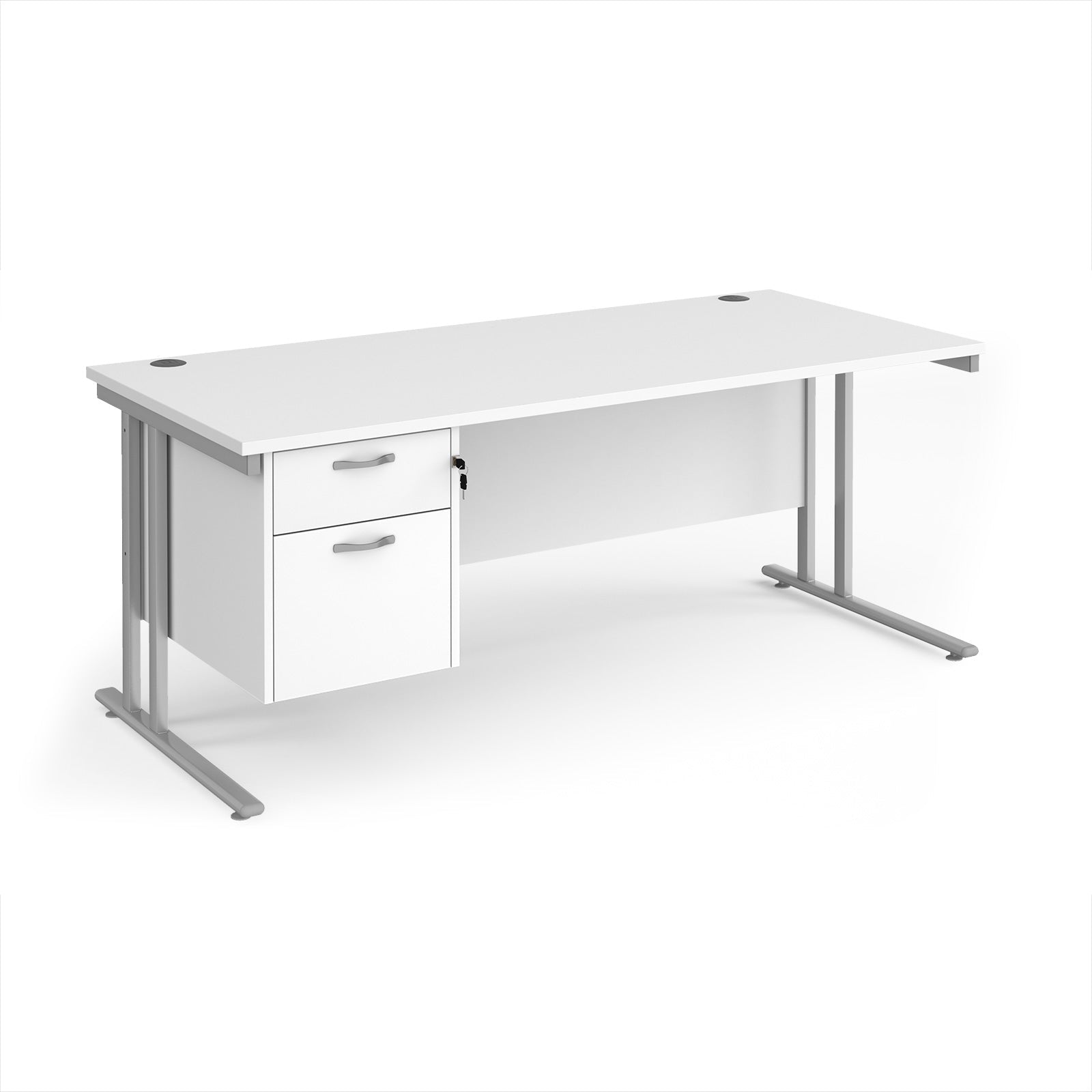 Maestro 25 cantilever 800mm deep desk with 2 drawer ped