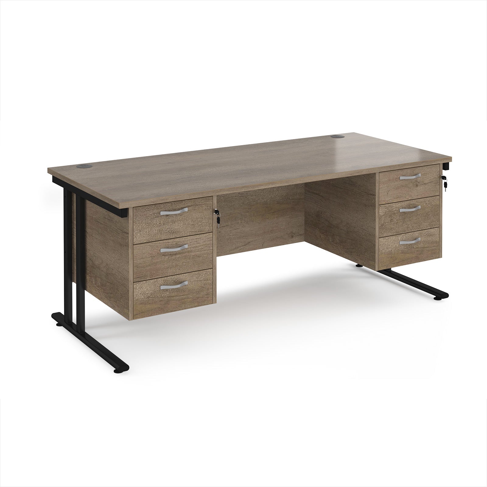 Maestro 25 cantilever 800mm deep desk with 2 x 3 drawer peds