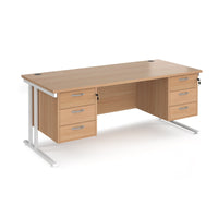 Maestro 25 cantilever 800mm deep desk with 2 x 3 drawer peds
