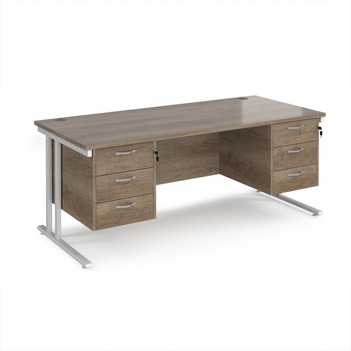 Maestro 25 cantilever 800mm deep desk with 2 x 3 drawer peds