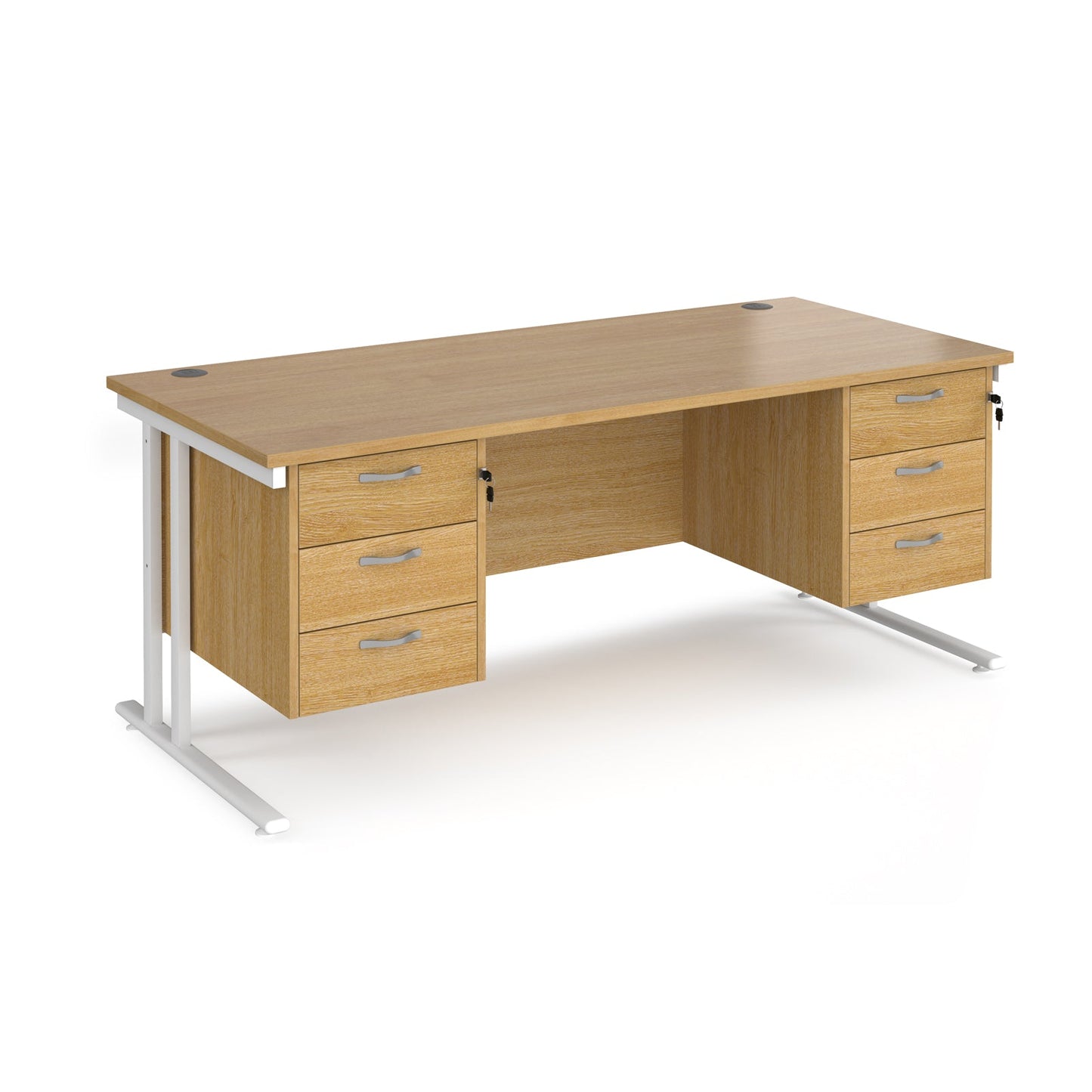 Maestro 25 cantilever 800mm deep desk with 2 x 3 drawer peds