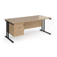 Maestro 25 cantilever 800mm deep desk with 3 drawer ped