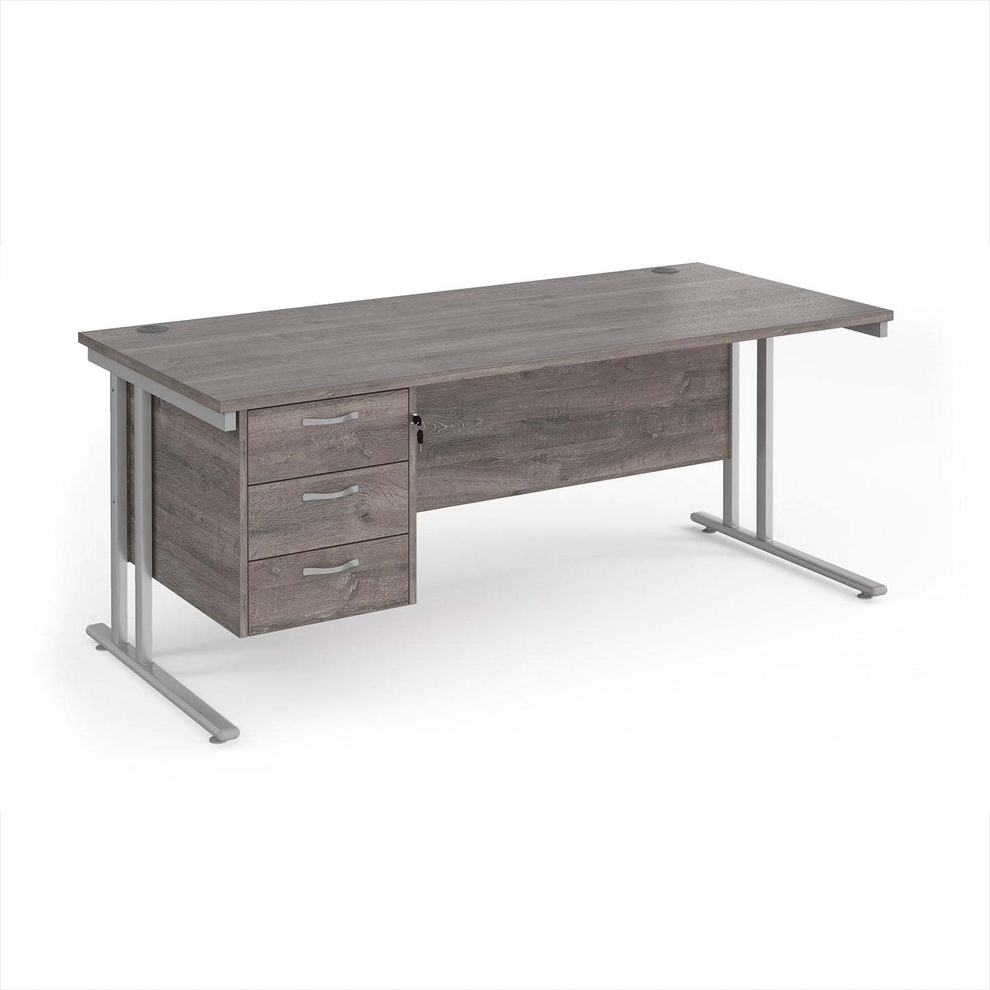 Maestro 25 cantilever 800mm deep desk with 3 drawer ped