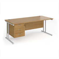 Maestro 25 cantilever 800mm deep desk with 3 drawer ped