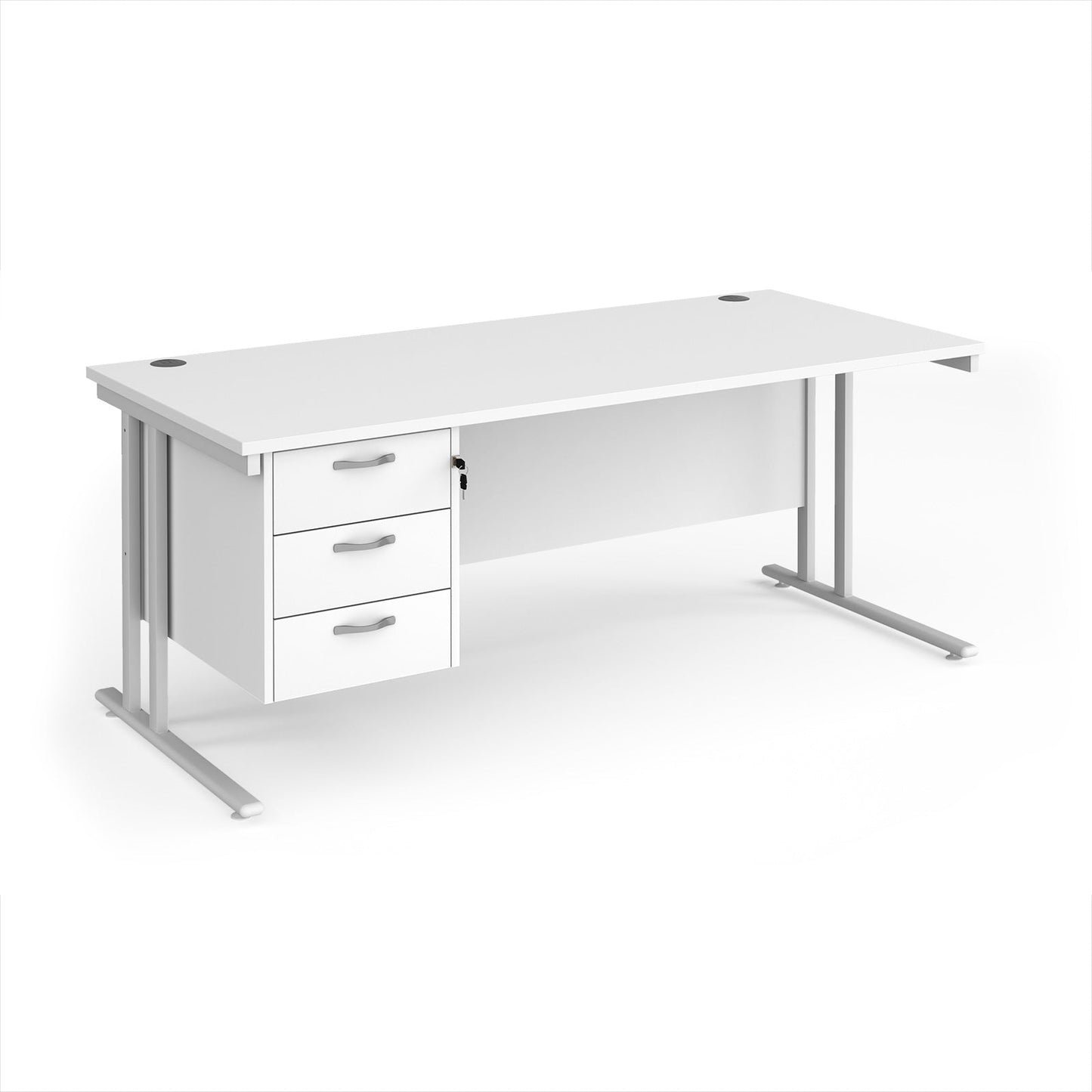 Maestro 25 cantilever 800mm deep desk with 3 drawer ped
