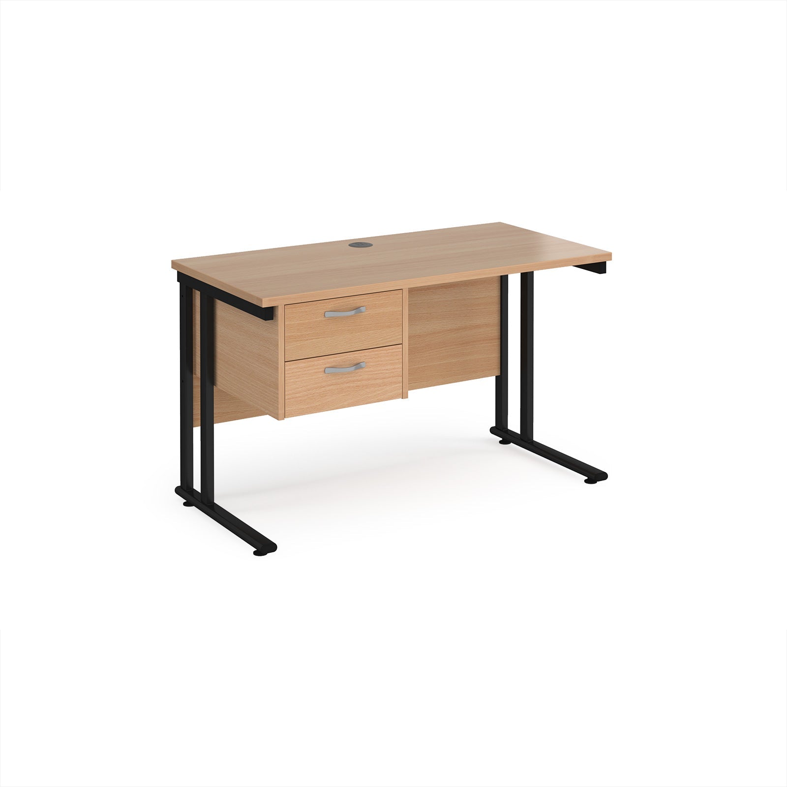 Maestro 25 cantilever 600mm deep desk with 2 drawer ped