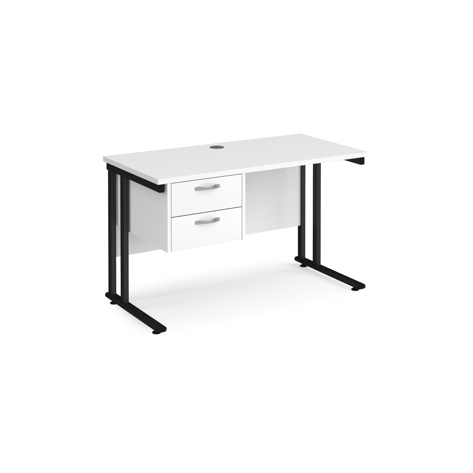 Maestro 25 cantilever 600mm deep desk with 2 drawer ped