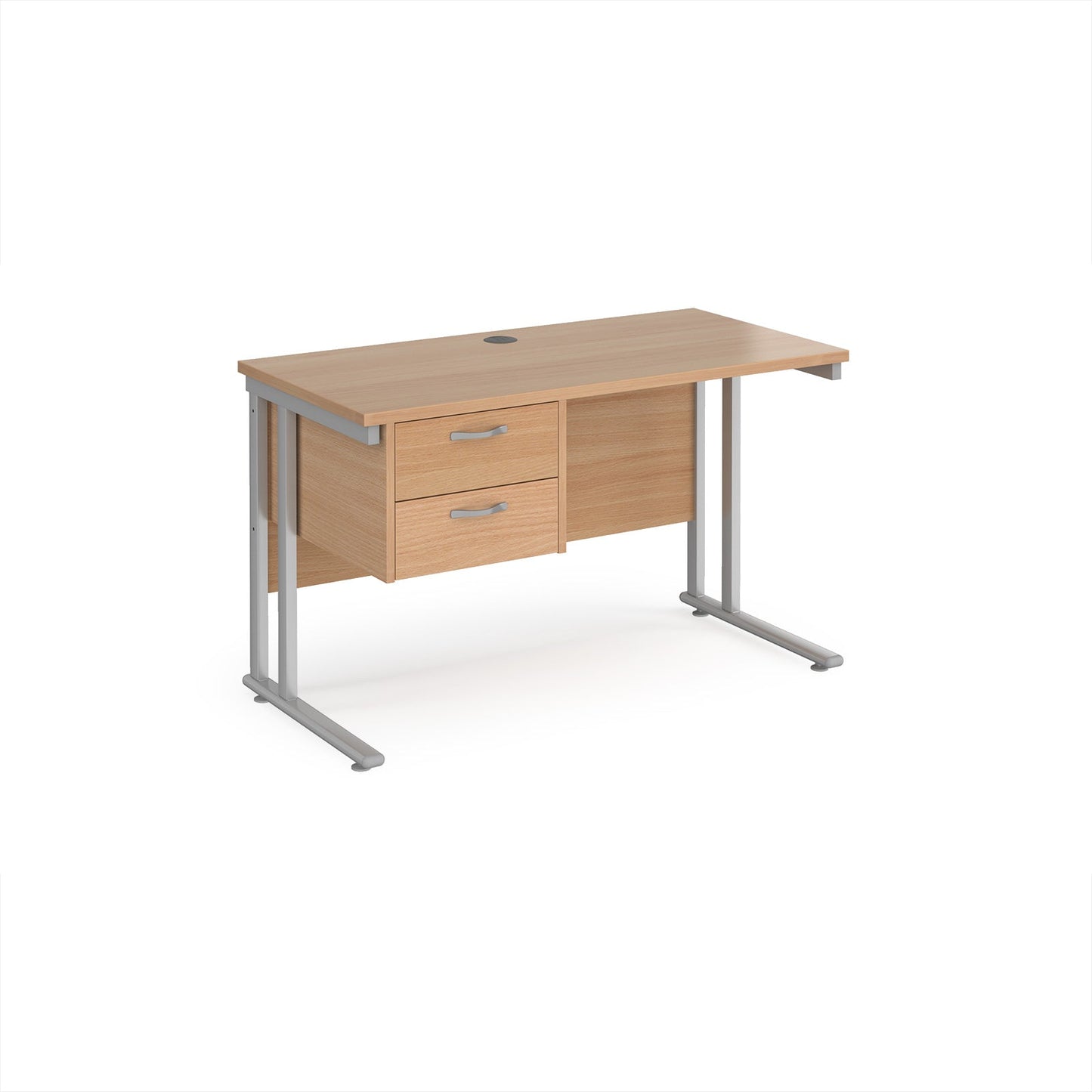Maestro 25 cantilever 600mm deep desk with 2 drawer ped