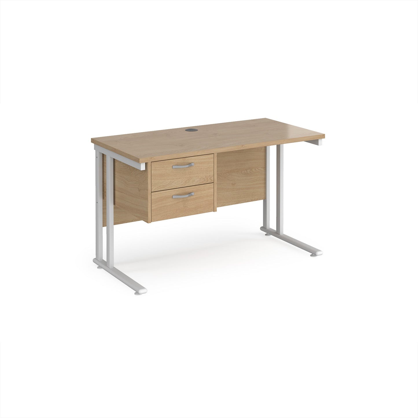 Maestro 25 cantilever 600mm deep desk with 2 drawer ped