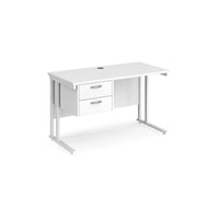 Maestro 25 cantilever 600mm deep desk with 2 drawer ped