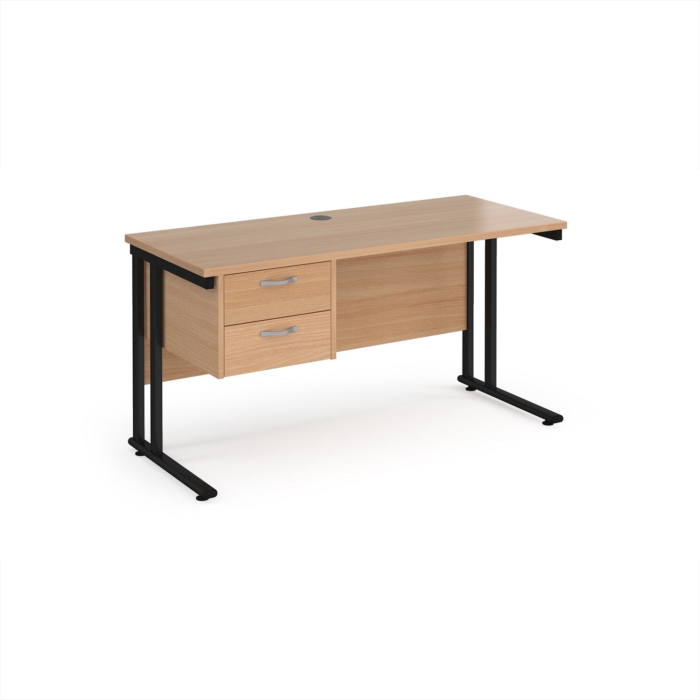 Maestro 25 cantilever 600mm deep desk with 2 drawer ped