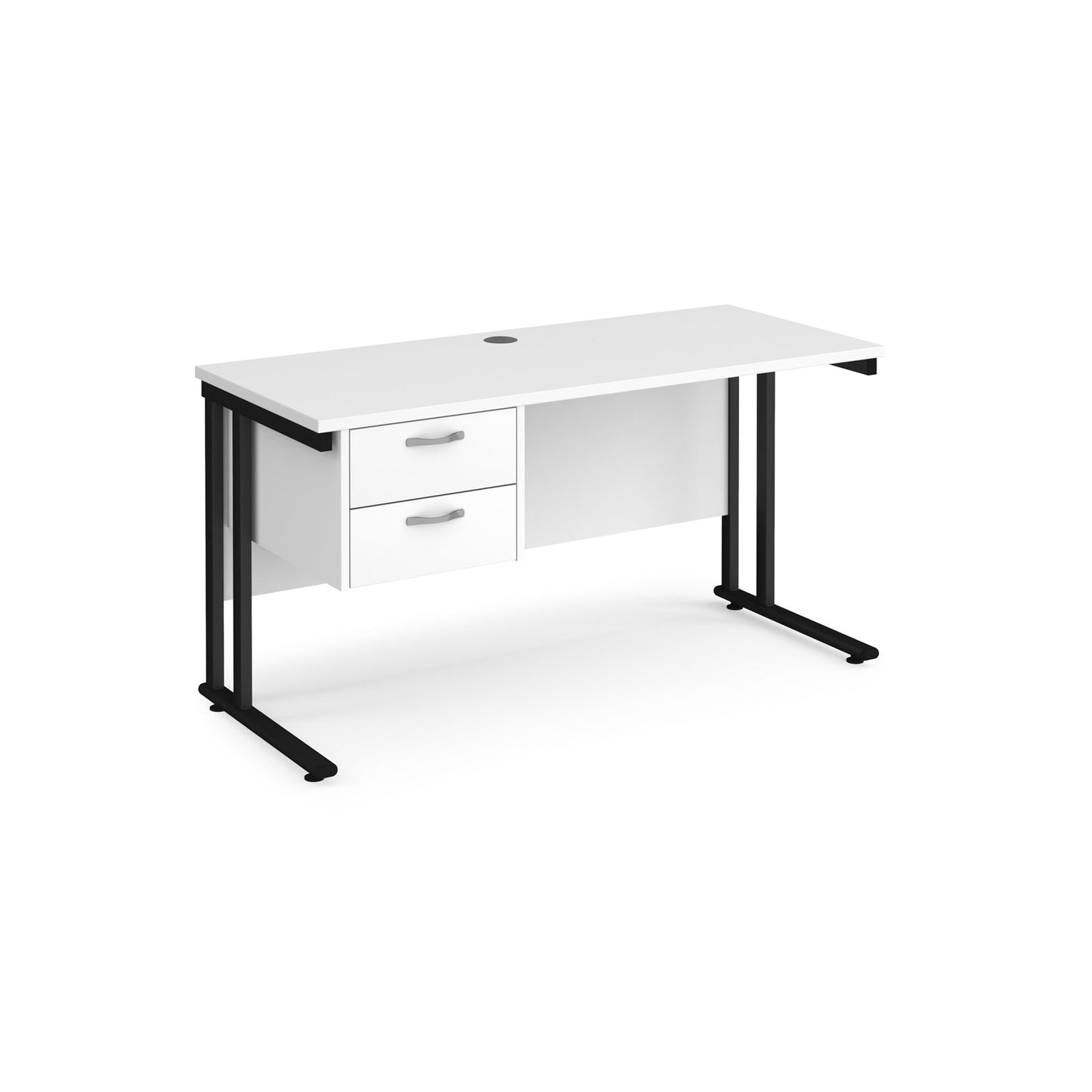 Maestro 25 cantilever 600mm deep desk with 2 drawer ped