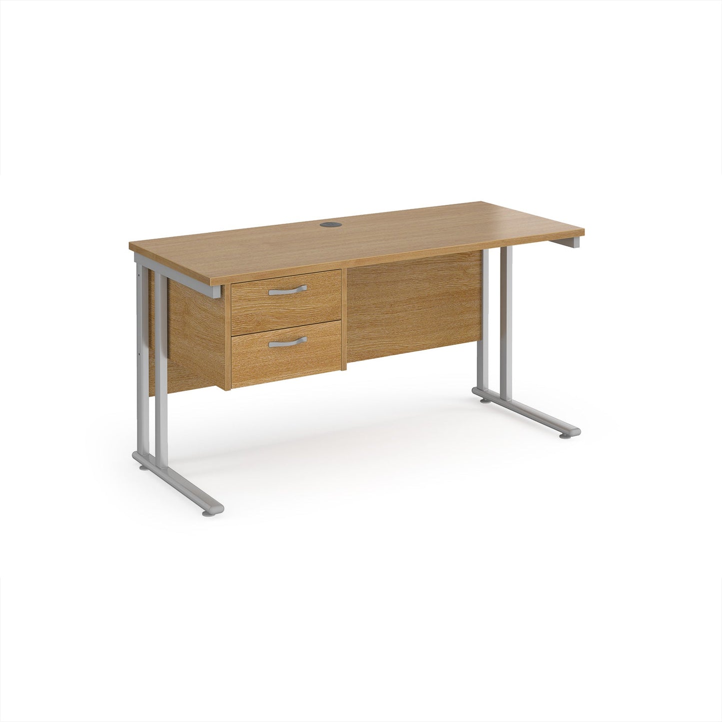 Maestro 25 cantilever 600mm deep desk with 2 drawer ped