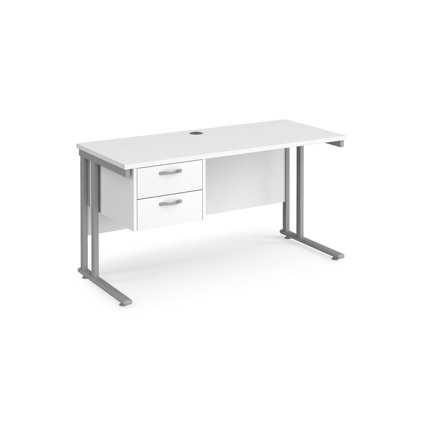 Maestro 25 cantilever 600mm deep desk with 2 drawer ped