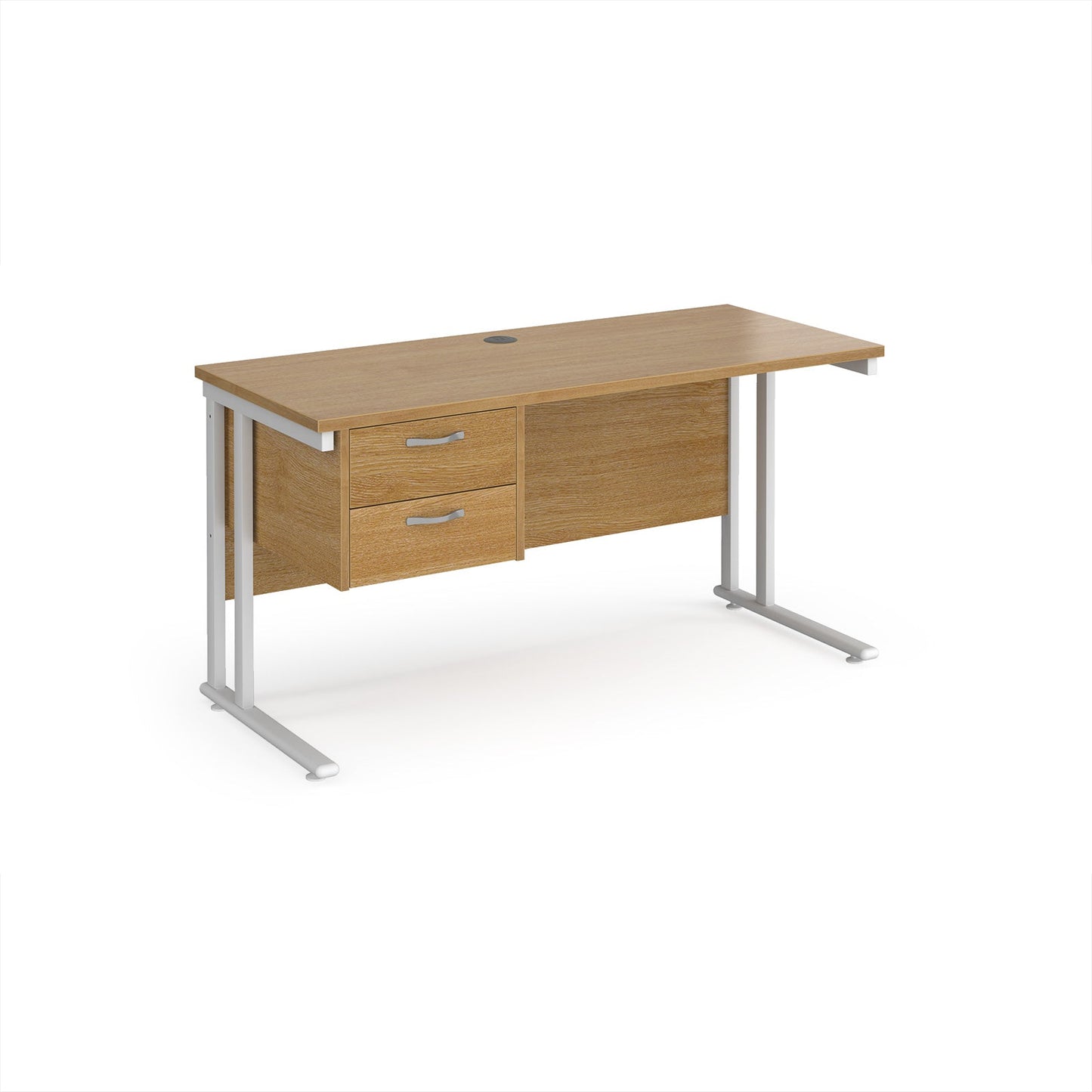 Maestro 25 cantilever 600mm deep desk with 2 drawer ped