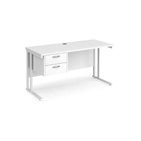 Maestro 25 cantilever 600mm deep desk with 2 drawer ped