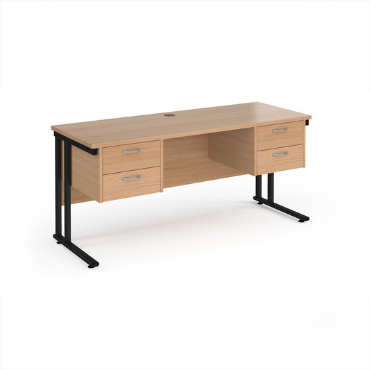 Maestro 25 cantilever 600mm deep desk with 2 x 2 drawer peds