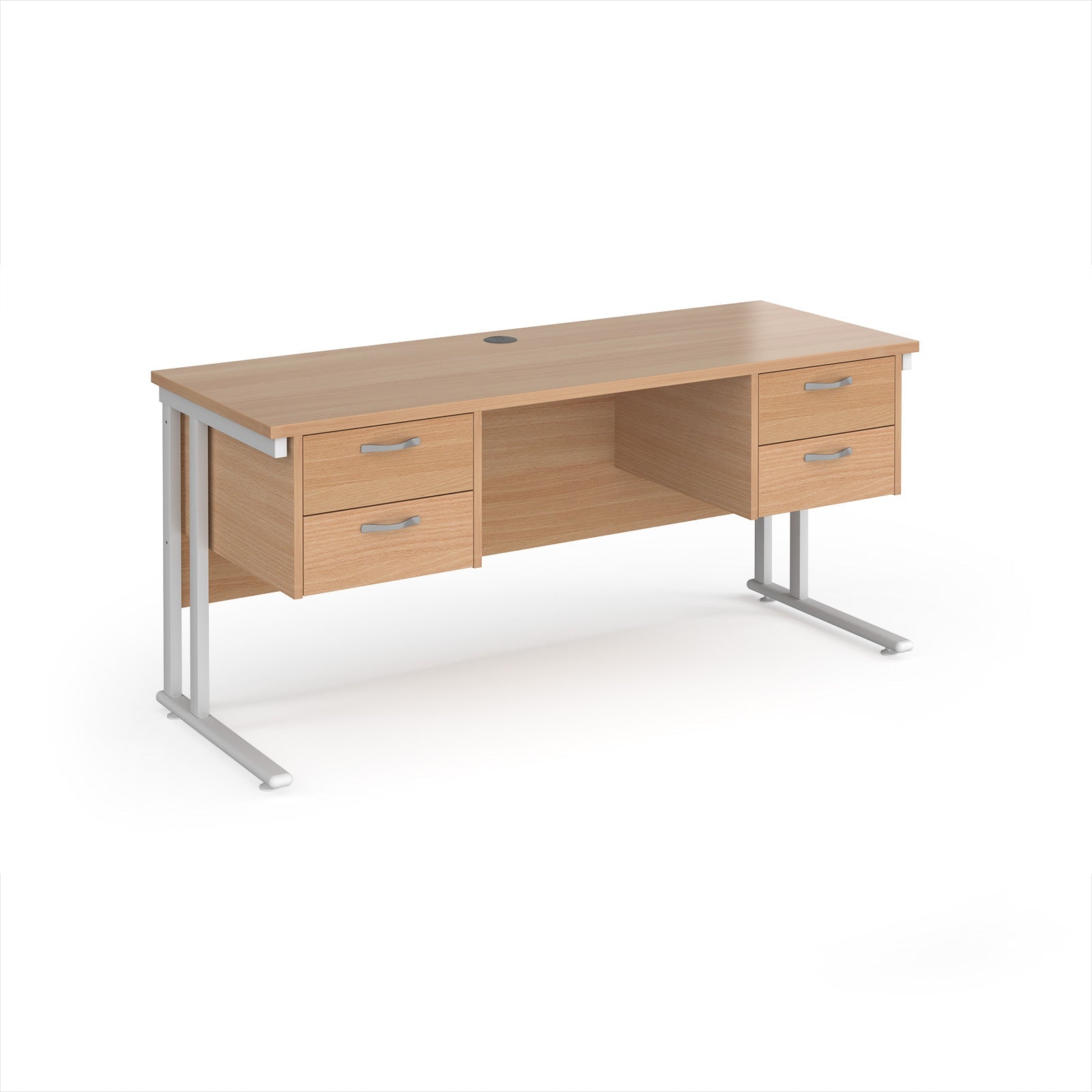 Maestro 25 cantilever 600mm deep desk with 2 x 2 drawer peds