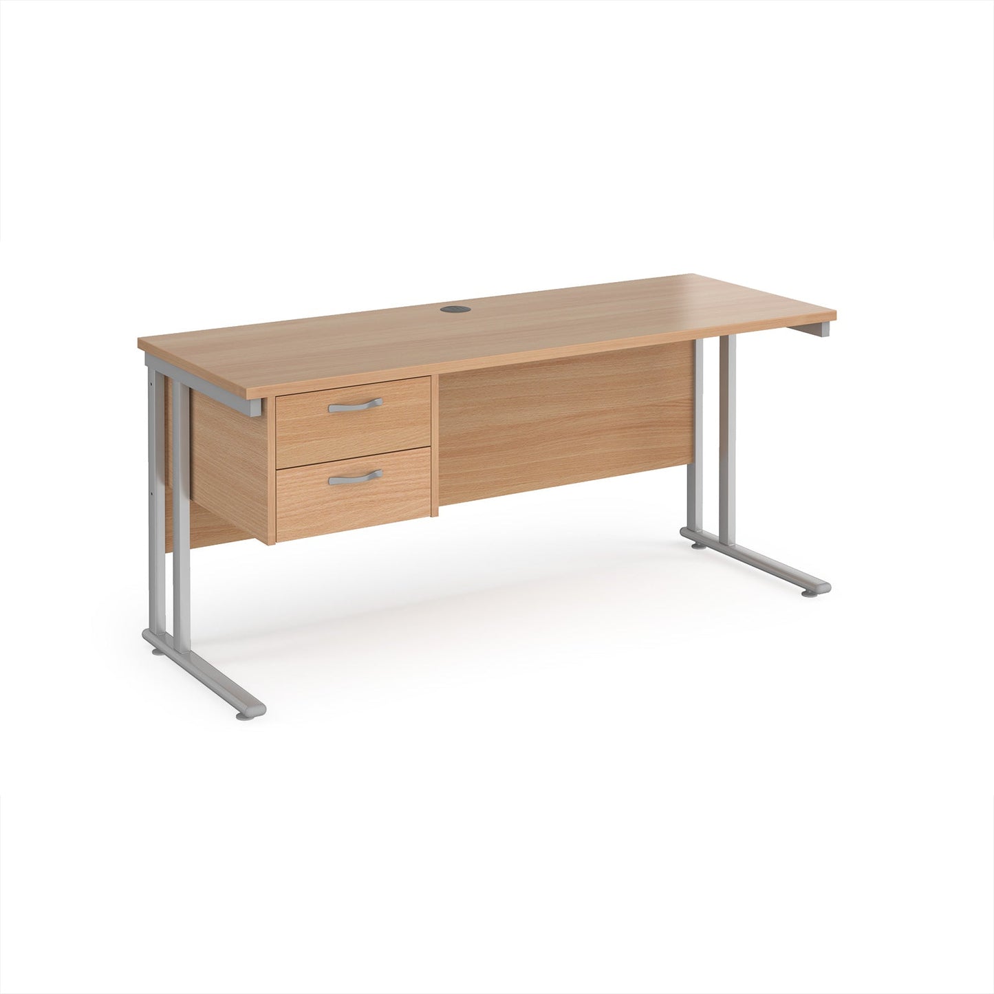 Maestro 25 cantilever 600mm deep desk with 2 drawer ped