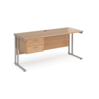 Maestro 25 cantilever 600mm deep desk with 2 drawer ped