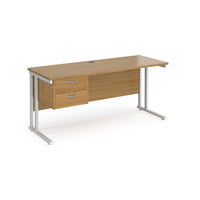 Maestro 25 cantilever 600mm deep desk with 2 drawer ped