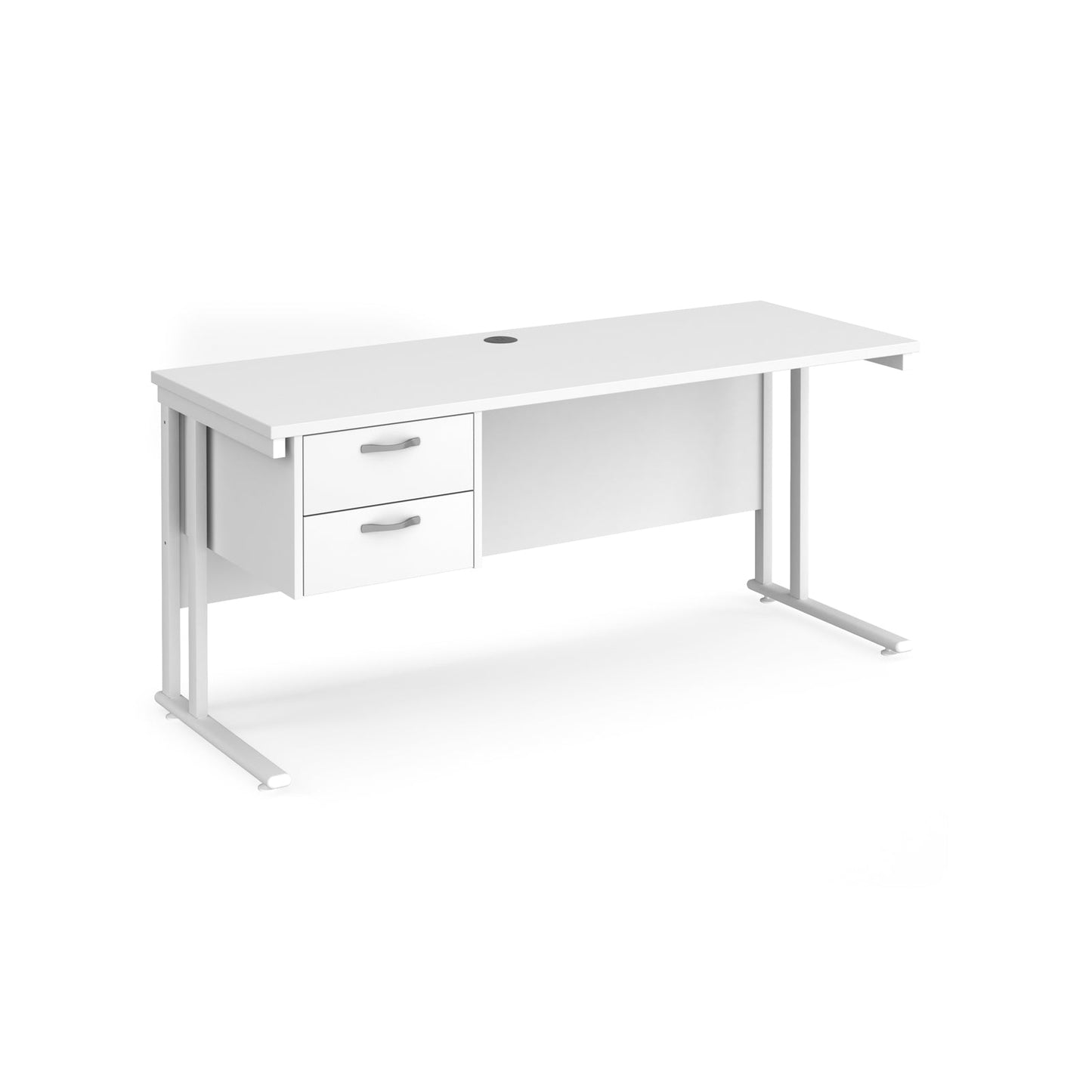Maestro 25 cantilever 600mm deep desk with 2 drawer ped