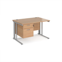 Maestro 25 cable managed 800mm deep desk with 2 drawer ped