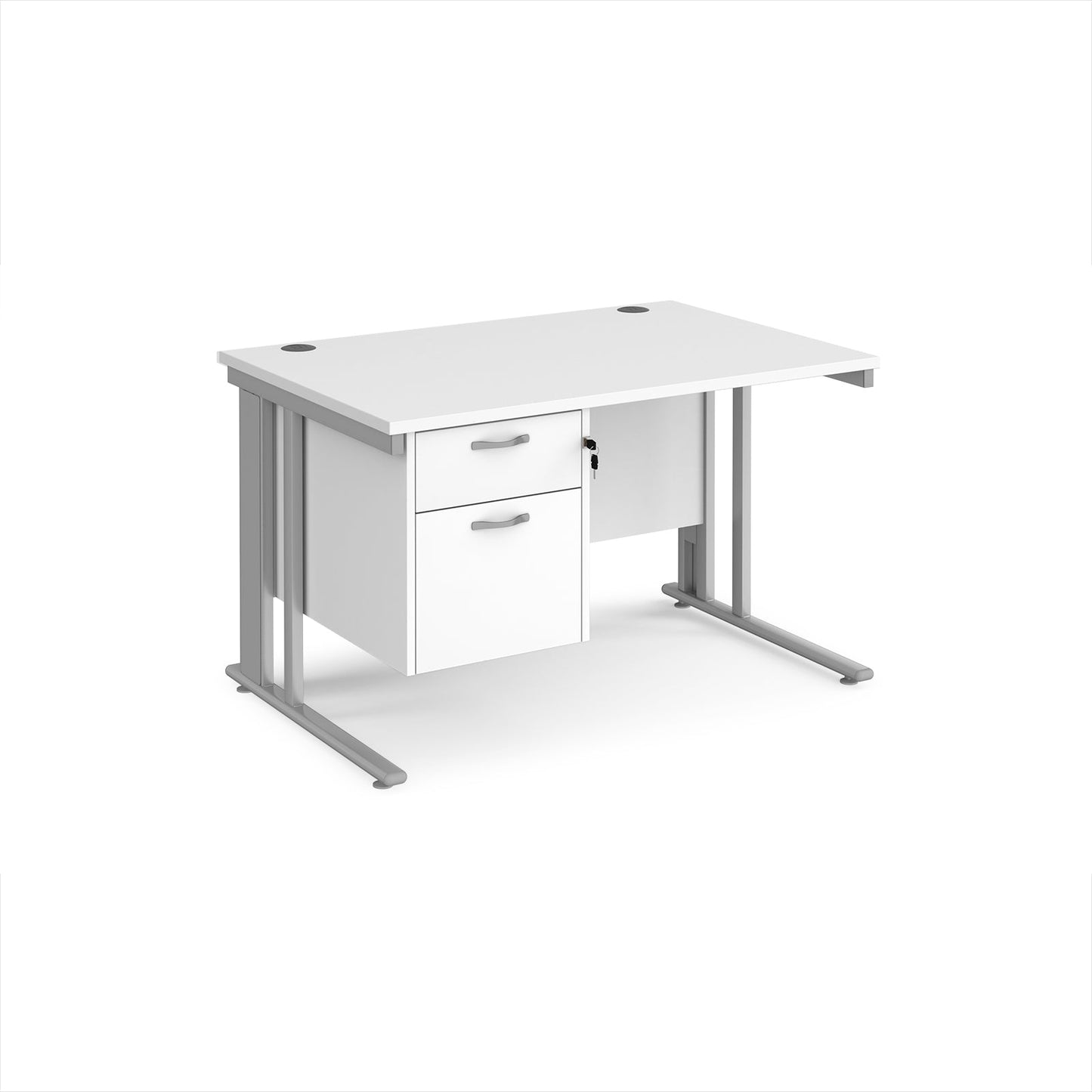 Maestro 25 cable managed 800mm deep desk with 2 drawer ped