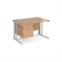 Maestro 25 cable managed 800mm deep desk with 2 drawer ped