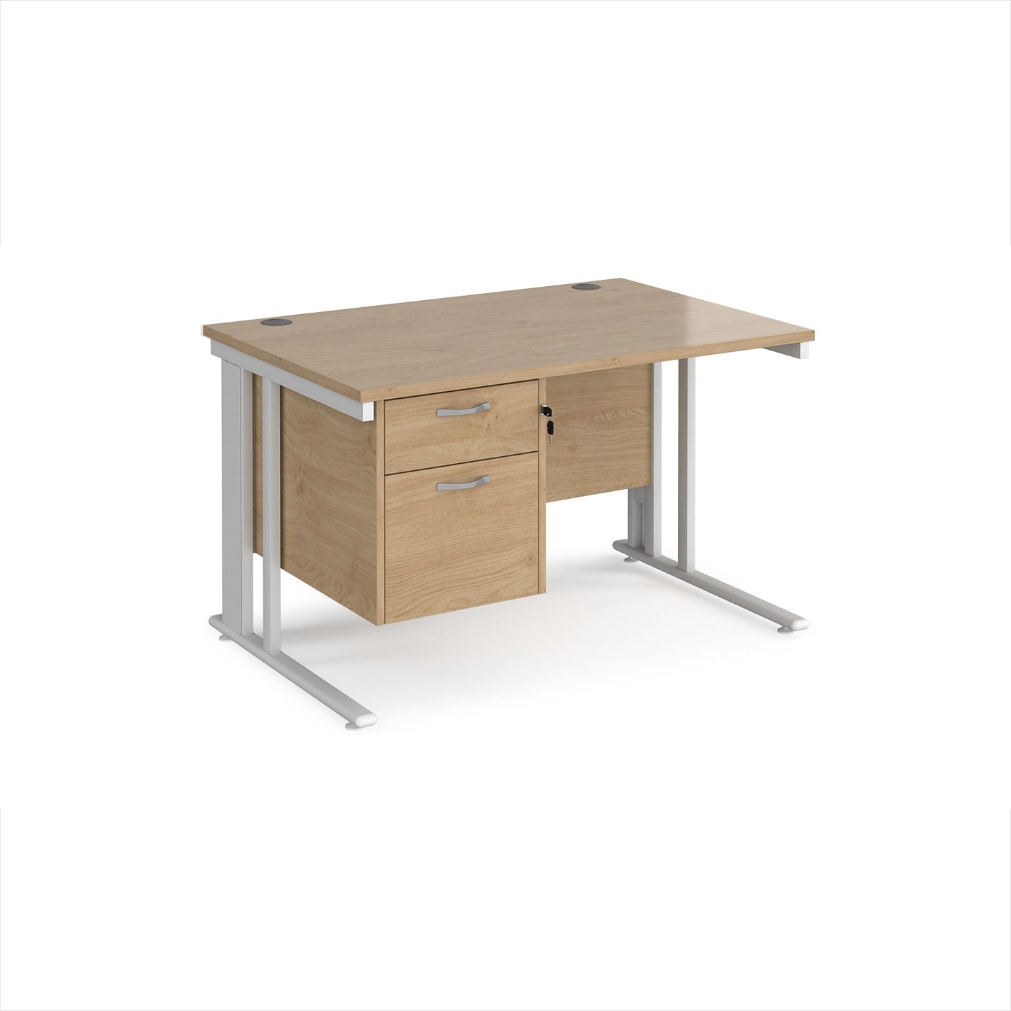 Maestro 25 cable managed 800mm deep desk with 2 drawer ped