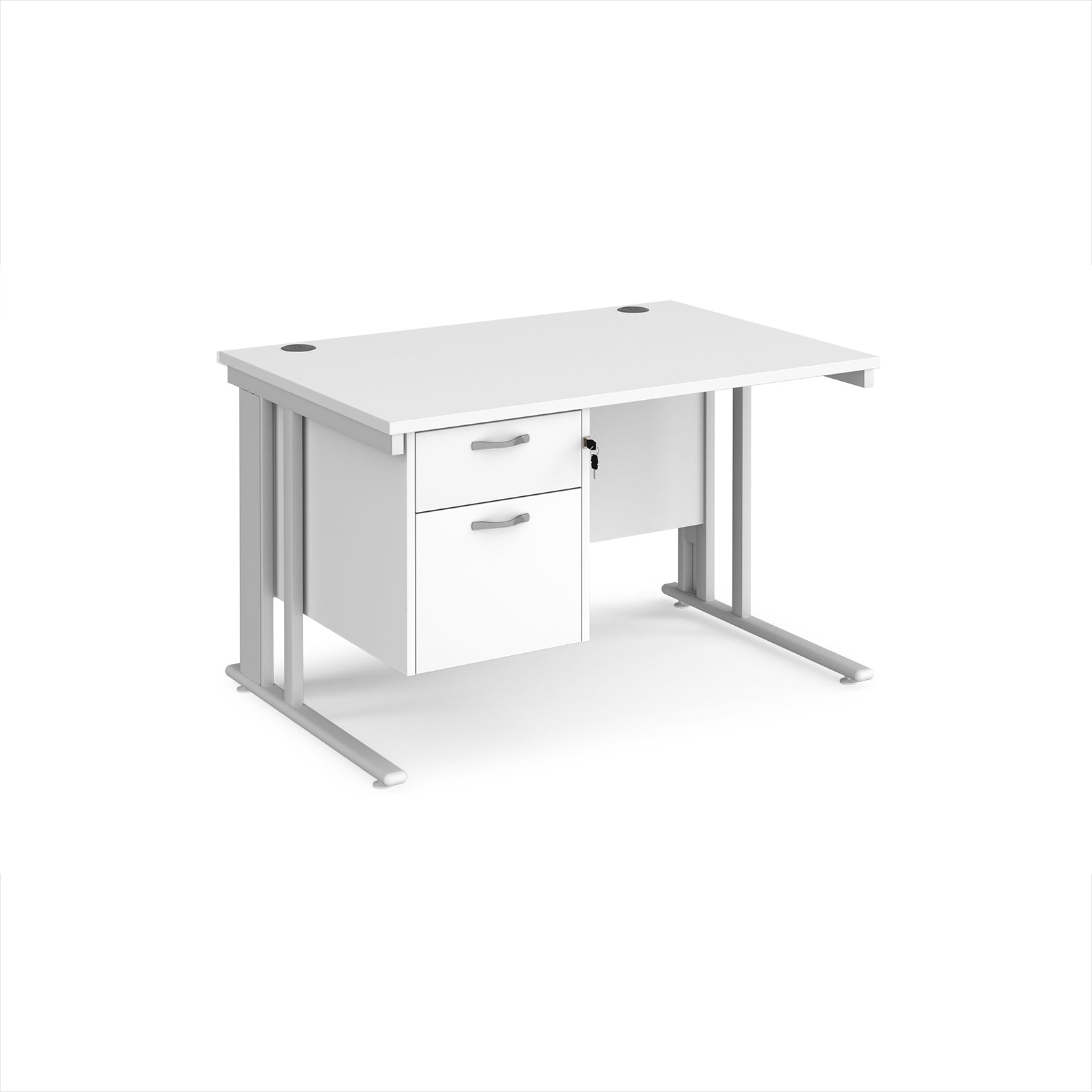 Maestro 25 cable managed 800mm deep desk with 2 drawer ped