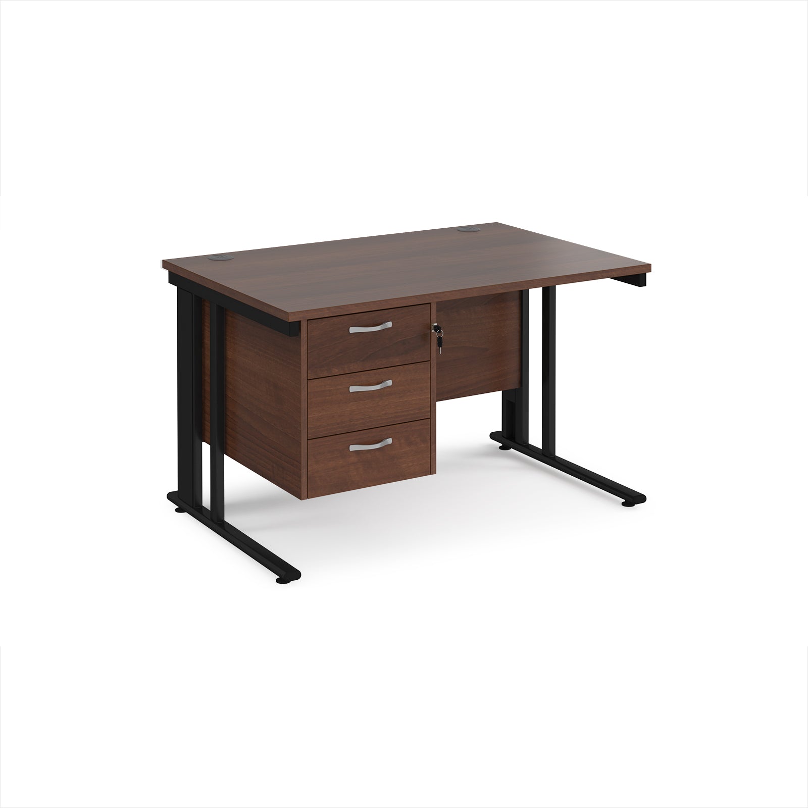Maestro 25 cable managed 800mm deep desk with 3 drawer ped
