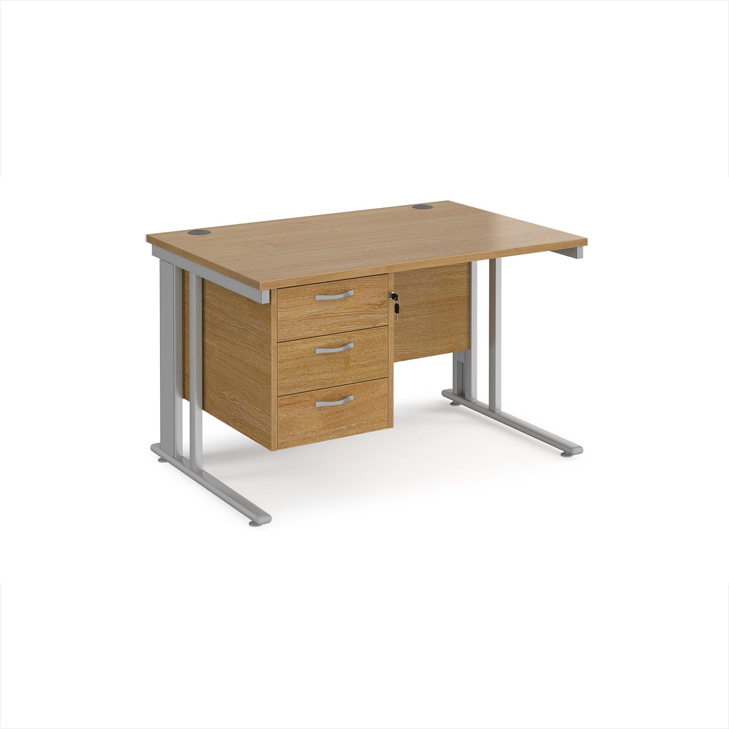 Maestro 25 cable managed 800mm deep desk with 3 drawer ped