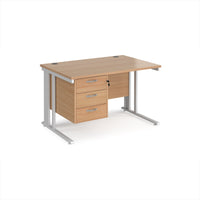 Maestro 25 cable managed 800mm deep desk with 3 drawer ped
