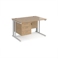 Maestro 25 cable managed 800mm deep desk with 3 drawer ped